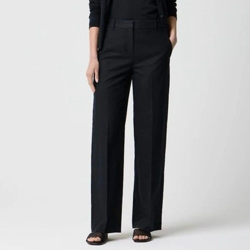 NWOT J.Crew Factory Petite Linen-Blend Remy Wide-Leg Pant Black Size 2 Petite